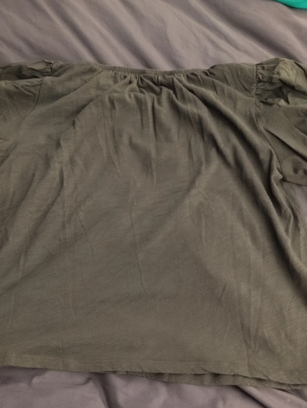Olive Green Puff Sleeve Top Size M - Picture 11 of 14
